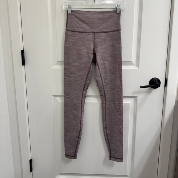 Lululemon Size 6 Wunder Under High-Rise Tight 28" - Purple Stripe - Picture 1 of 5
